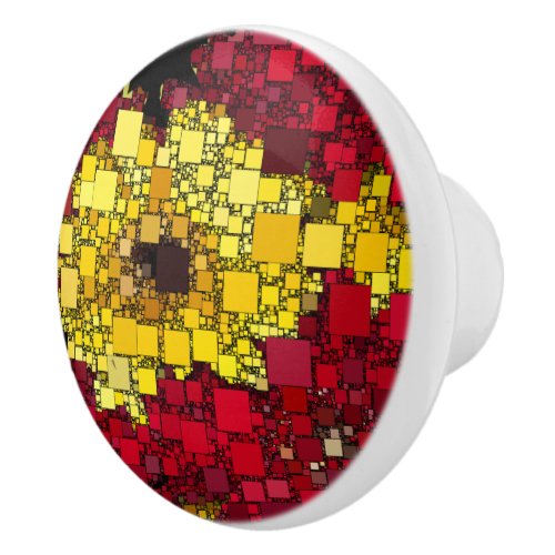 Red Yellow and Shades of Gold Mini Boxes Ceramic Knob