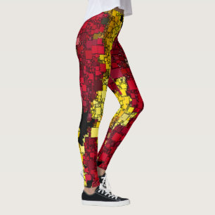 Red, Yellow, and Shades of Gold Mini Boxes Leggings