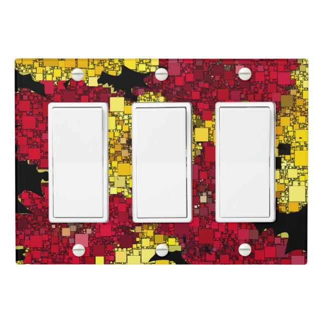 Red, Yellow, and Shades of Gold Mini Boxes Light Switch Cover (In Situ)