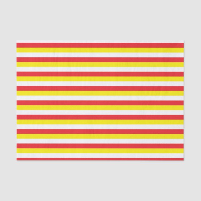 Red, Yellow and White Stripes Tissue Paper (Front)