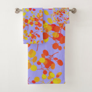 Red Yellow ans Orange Honesty Seeds Design Bath Towel Set