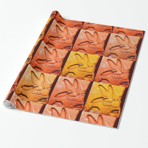 RED YELLOW ANTIQUE EGYPTIAN HONEY BEE BEEKEEPER WRAPPING PAPER