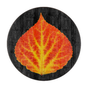 Red & Yellow Aspen Leaf #10 Cutting Board