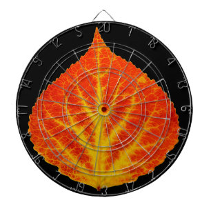 Red & Yellow Aspen Leaf #10 Dartboard With Darts