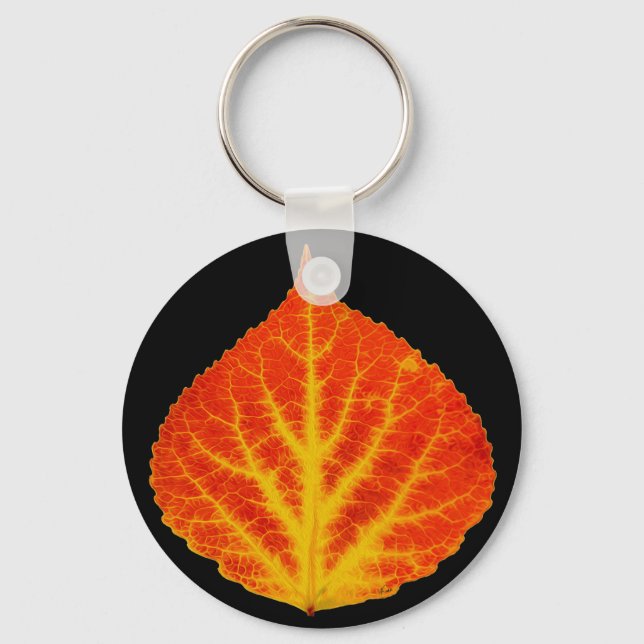 Red & Yellow Aspen Leaf #10 Keychain (Front)