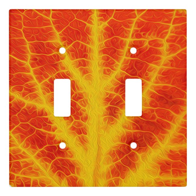 Red & Yellow Aspen Leaf #10 Light Switch Cover (Front)