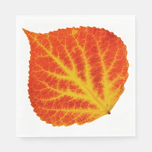 Red & Yellow Aspen Leaf #10 Paper Napkins (Front)