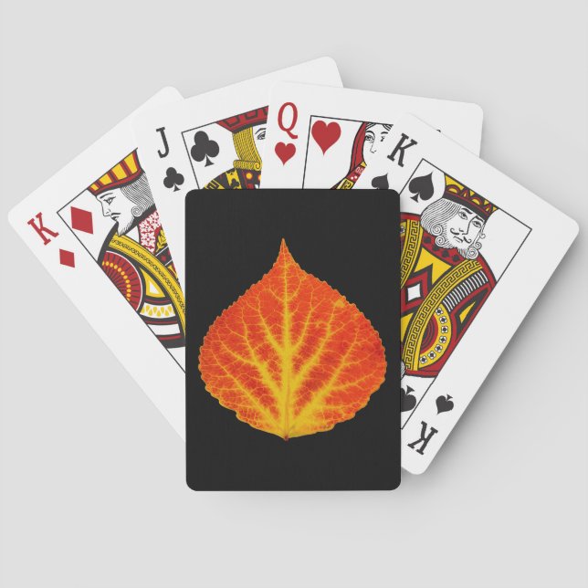 Red & Yellow Aspen Leaf #10 Poker Cards (Back)