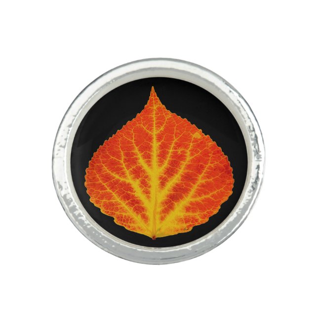 Red & Yellow Aspen Leaf #10 Ring (Front)