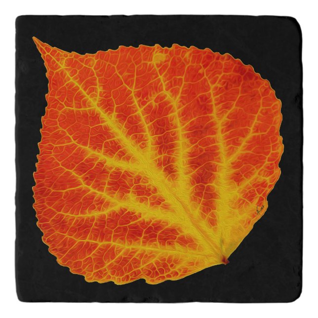 Red & Yellow Aspen Leaf #10 Trivet (Front)