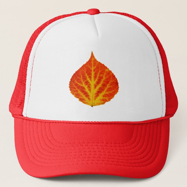 Red & Yellow Aspen Leaf #10 Trucker Hat (Front)