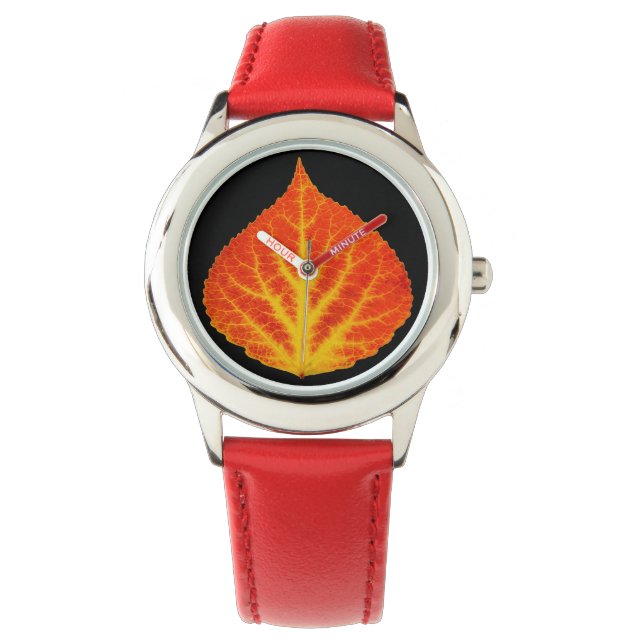 Red & Yellow Aspen Leaf #10 Watch (Front)