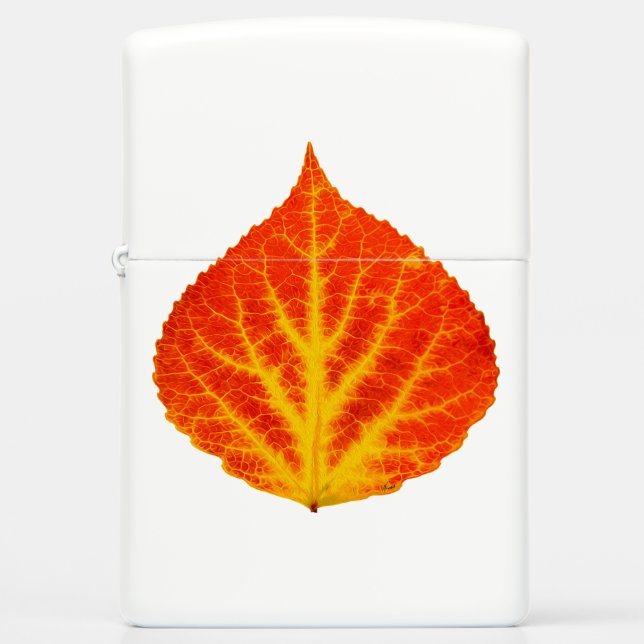 Red & Yellow Aspen Leaf #10 Zippo Lighter (Front)