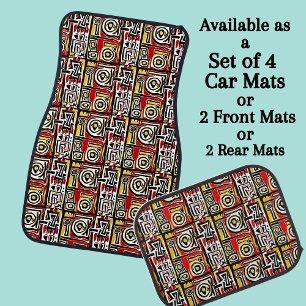 Red Yellow Black Abstract African Tribal Geometric Car Floor Mat