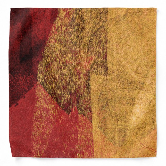 Red yellow black abstract paint brush art bandana (Front)