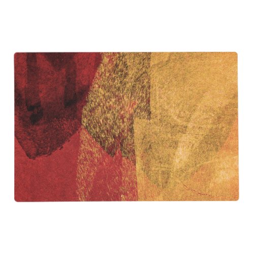 Red yellow black abstract paint brush art placemat