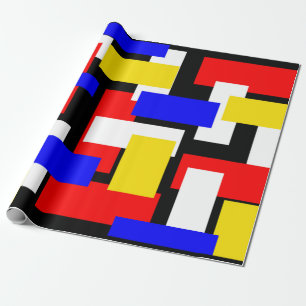Red, Yellow, Black and Blue Blocks Wrapping Paper