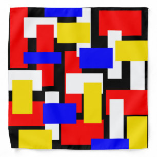 Red, Yellow, Black, and Blue Geometric Bandana