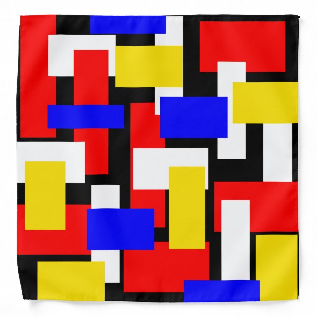 Red, Yellow, Black, and Blue Geometric Bandana (Front)