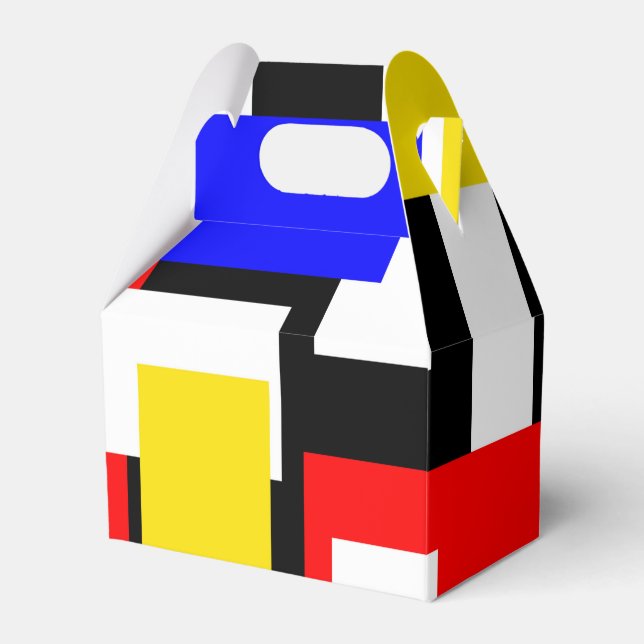 Red, Yellow, Black and Blue Geometric Blocks Favor Boxes (Front Side)