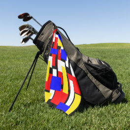 Red, Yellow, Black and Blue Geometric Blocks Golf Towel