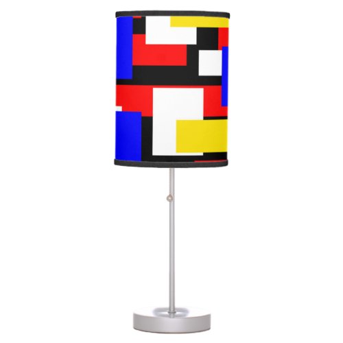 Red Yellow Black and Blue Geometric Blocks Table Lamp