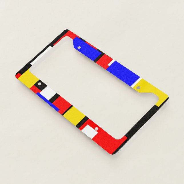 Red, Yellow, Black, and Blue Geometric  License Plate Frame (3/4)