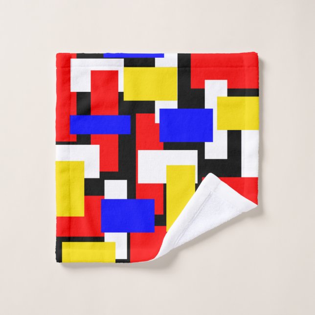 Red, Yellow, Black, and Blue Geometric Wash Cloth (Wash Cloth)