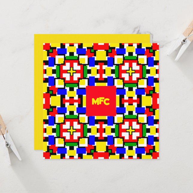 Red, Yellow, Black, Blue and Green Geometrics  (Front/Back In Situ)