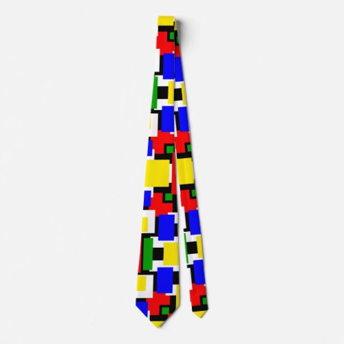 Red Yellow Black Blue and Green Geometrics   Neck Tie