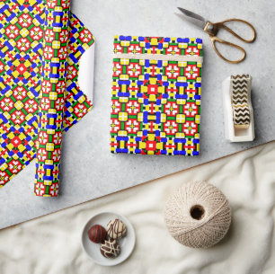 Red, Yellow, Black, Blue and Green Geometrics Wrapping Paper