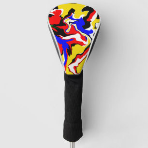Red, Yellow, Black, Blue and Green Swirls Golf Head Cover