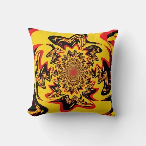 Red Yellow Black Retro Painting Abstract Art Deco Throw Pillow