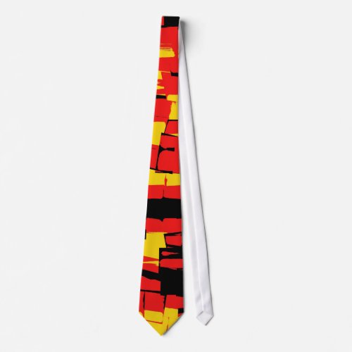 Red Yellow Black Retro Painting Abstract Art Tie