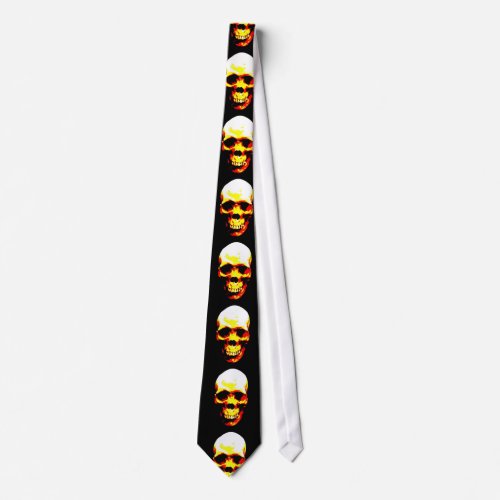 Red Yellow Black Skull Pop Art Tie