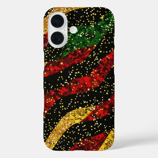 Red Yellow Black Waves of Festive Glitter Case-Mate iPhone Case (Back)