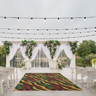 Red Yellow Black Waves of Festive Glitter Outdoor Rug