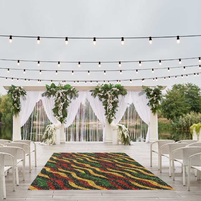 Red Yellow Black Waves of Festive Glitter Outdoor Rug (Insitu (Wedding 1))