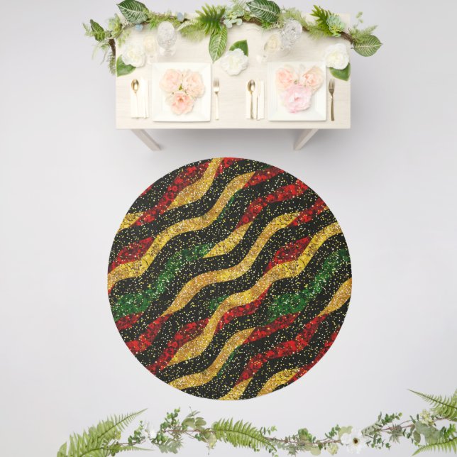 Red Yellow Black Waves of Festive Glitter Outdoor Rug (Insitu (Wedding 2))