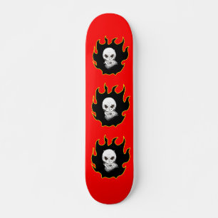 Red Yellow Black White Skull Money Death Fire Skateboard