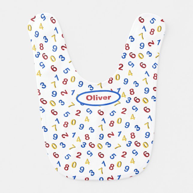 Red Yellow Blue 123 ABC Baby Bib (Front)