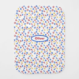 Red Yellow Blue ABC 123 Baby Burp Cloth