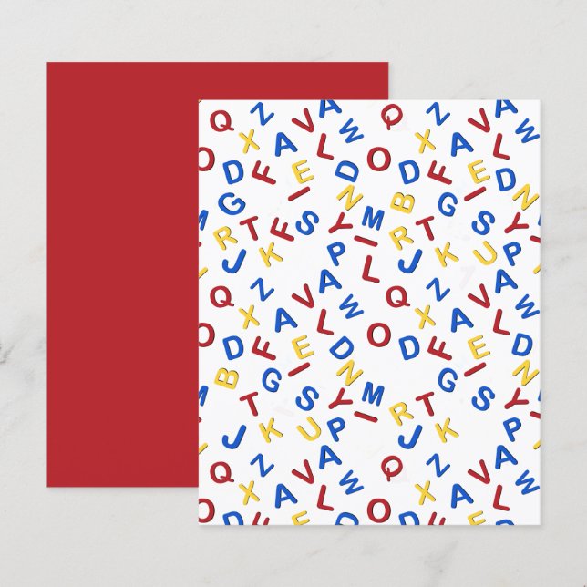Red Yellow Blue ABC Letters Scrapbook Paper (Front/Back)