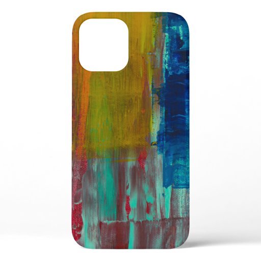 RED YELLOW BLUE AND WHITE ABSTRACT PAINTING iPhone 12 CASE