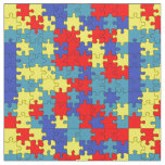 Red, Yellow &amp; Blue Autism Puzzle Pattern Fabric