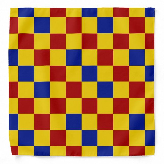 Red Yellow Blue Checkered Pattern Design  Bandana (Front)