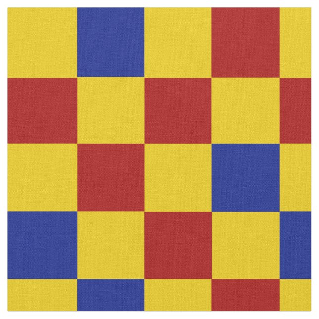 Red Yellow Blue Checkered Pattern Design  Fabric (Close Up)