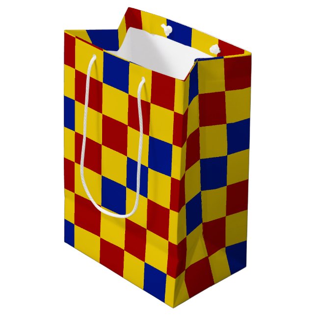 Red Yellow Blue Checkered Pattern Design  Medium Gift Bag (Front Angled)
