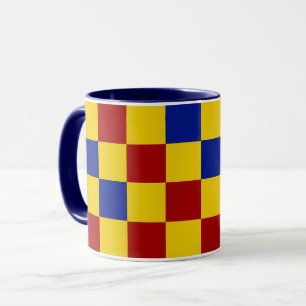 Red Yellow Blue Checkered Pattern Design Mug