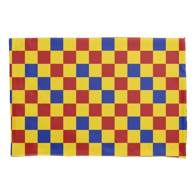 Red Yellow Blue Checkered Pattern Design  Pillow Case (Front)